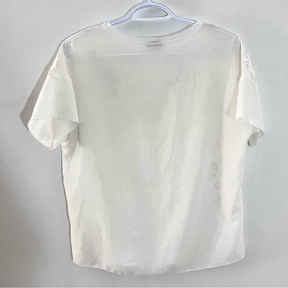 Zara Collection top blouse white lace shirt boho short sleeve Women Medium - Picture 4 of 4